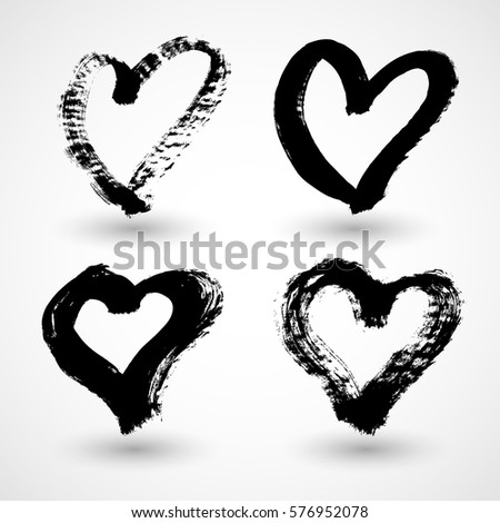 Grunge Hearts. Shapes for your design. Textured Valentine's Day signs. Vector illustration