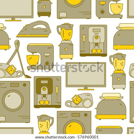 Home appliance seamless pattern. Vector illustration.