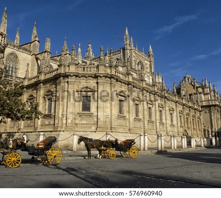 views of the historic center of Seville, Spain.
Seville, old town, historic buildings.