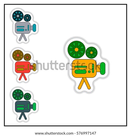 Collection of Vector illustration in paper sticker style Retro cinema