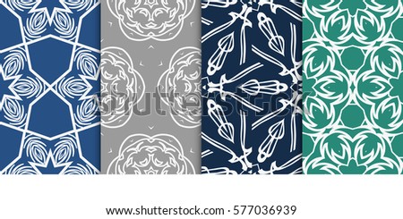 set of decorative floral ornament. modern pattern. seamless vector illustration. for interior design, textile, wallpaper