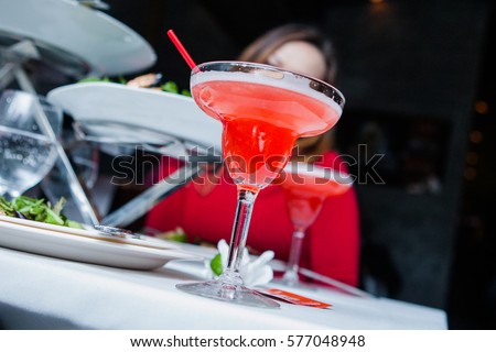 An exotic cocktail is served 