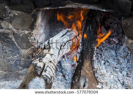 Fire, use for cooking in rural village india.
