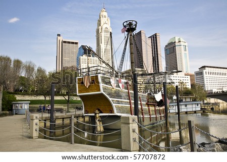 Columbus, Ohio with the Santa Maria in the foreground