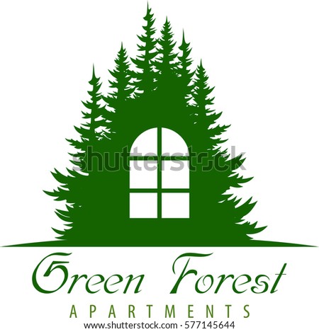 vector logo of hotel apartment in forest