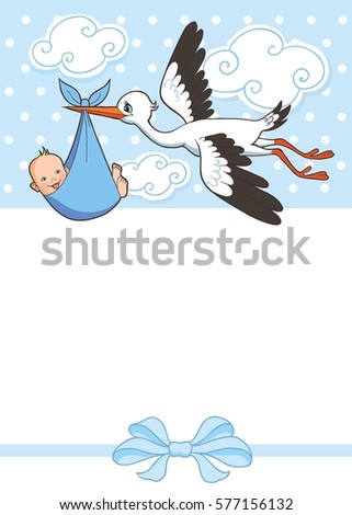 Stork carries baby boy