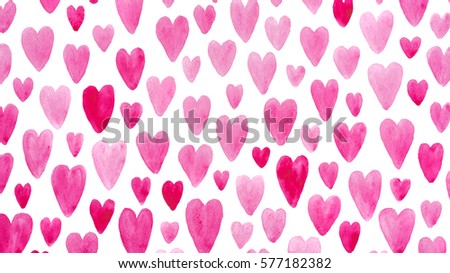 Valentine day pink hearts drawn on white paper pattern as background image