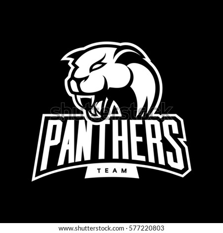 Furious panther sport mono vector logo concept isolated on dark background. Web infographic professional team pictogram. Premium quality wild animal t-shirt tee print illustration.