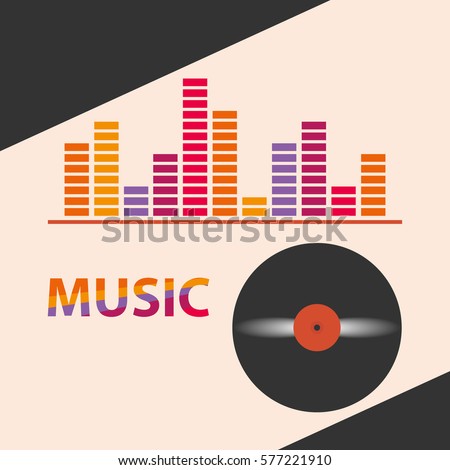 Icon music, music, music record, sound amplitude. Flat design, vector illustration, vector.