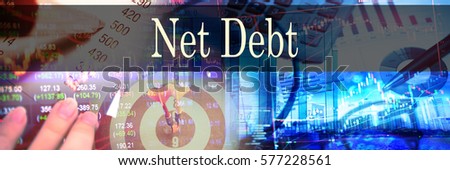 Net Debt - Hand writing word to represent the meaning of financial word as concept. A word Net Debt is a part of Investment&Wealth management in stock photo.