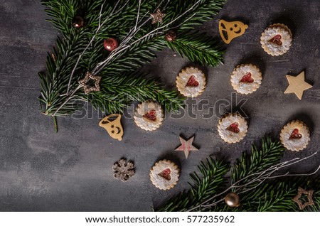 Christmas candy, cookies, background with cookies, food styling