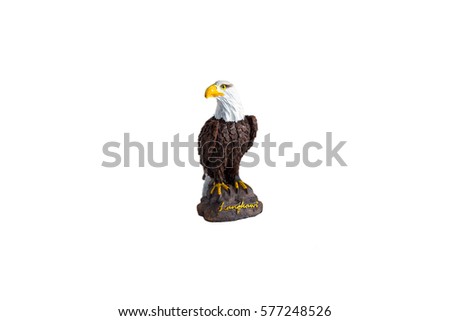 Eagle statue from Langkawi island, Malaysia, isolated on white, template ready for your design. The Eagle is the symbol of Langkawi Island.