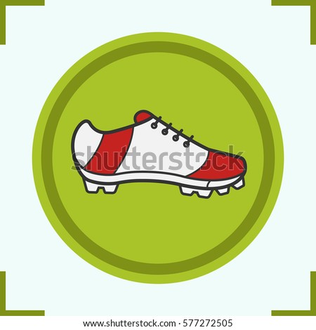 Soccer boot color icon. Baseball player shoe. Isolated vector illustration