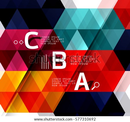 Vector geometric infographic triangles with option letters