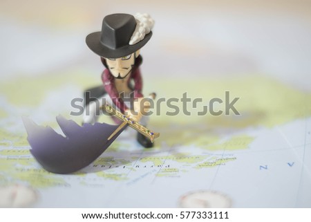 doll Pirate sword on map.