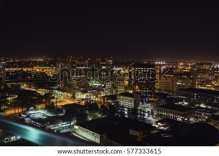 Night view of San Jose, California from the hotel roof