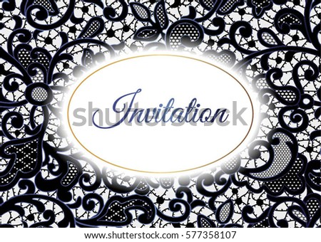 Template of invitation lace card for wedding. 
