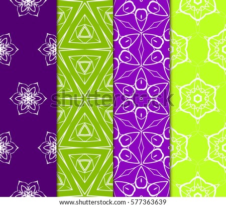 set of floral, geometric seamless pattern. line art. vector. for design, wallpaper, textile, fabric, invitation