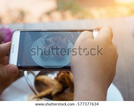 Taking picture food photo with smartphone