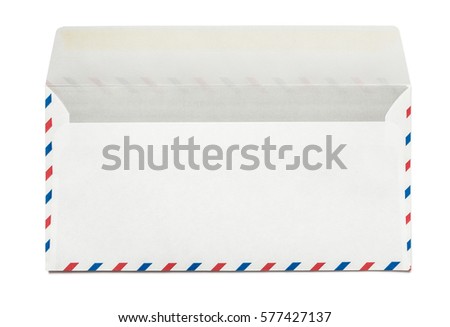 Blank airmail envelope isolated, rear view