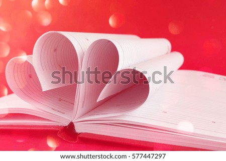 Gift red notebook with hearts