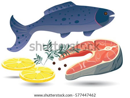 trout, lemon, slice ,fish