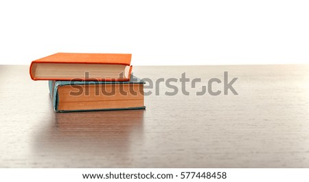 Books on wooden table