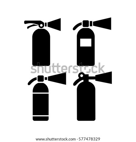 Fire extinguisher vector icon set illustration on white background. Fire safety concept idea images.