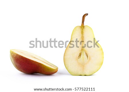 pear in the cut
juicy yellow pear cut on a white background in a photo studio
