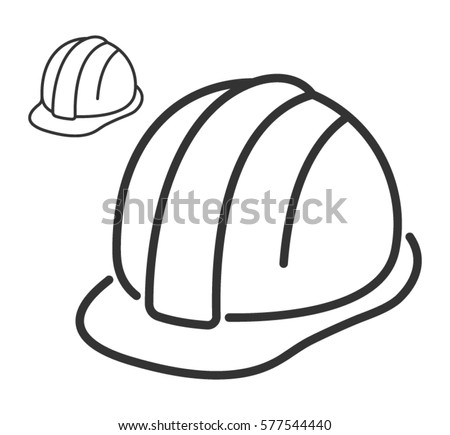 Construction safety helmet line style icon Royalty-Free Stock Photo #577544440