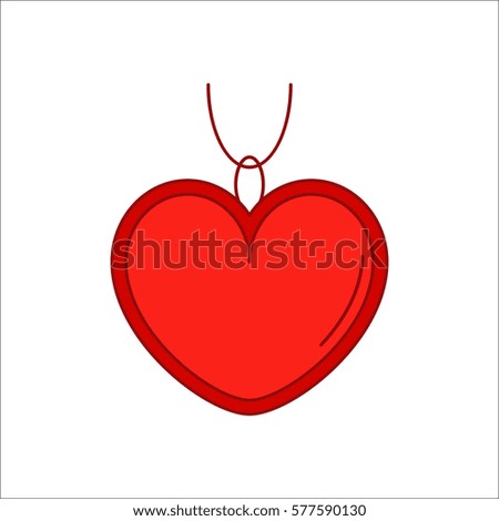 Luxury pendant with heart formed jewel or gem symbol simple flat icon on background