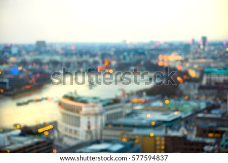  London at sunset, blurred image for background.