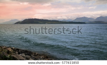 Sunrise on the water reservoir in Slovakia 