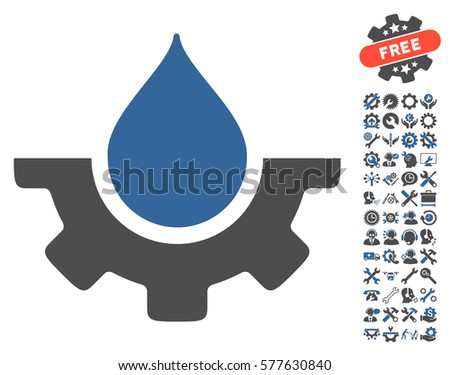 Water Service pictograph with bonus settings clip art. Vector illustration style is flat iconic cobalt and gray symbols on white background.