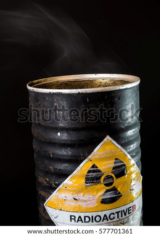 Smoke in the old cylinder container of radioactive material