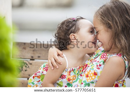 Love between two sisters. Family love concept