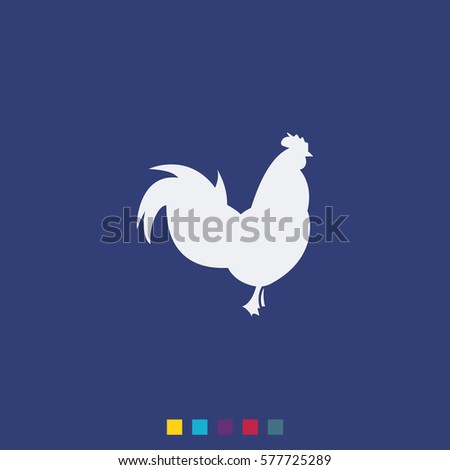 Simple flat Rooster icon. The rooster is the sign of dawn and awakening, triumph and success in New Year.