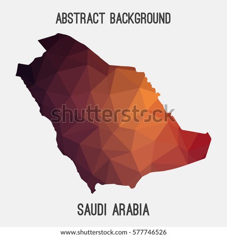 Saudi Arabia in geometric polygonal style.Abstract tessellation,modern design background. Vector illustration
