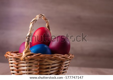 Happy Easter, colorful egg basket