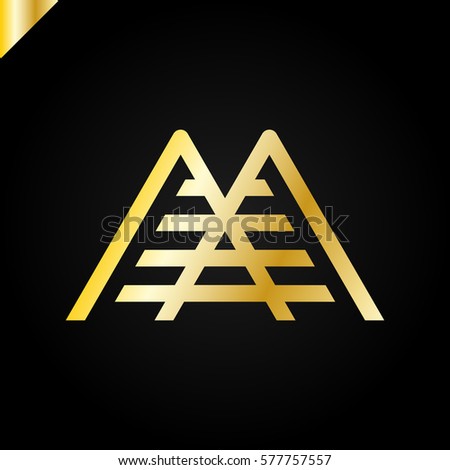 Simple vector logo in a modern style. Top of the mountain in the form of letter M.