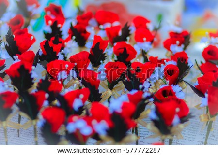 Beautiful red artificial flower, poppy flower artificial is symbol of veterans day.