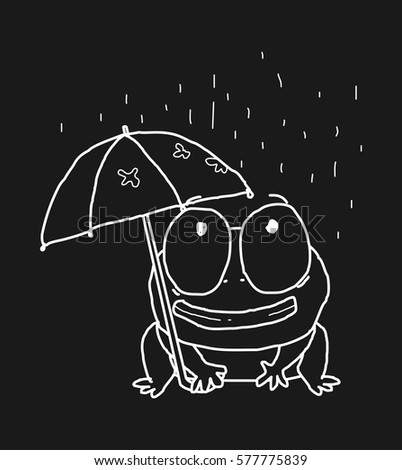 frog in the rain doodle