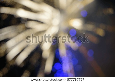 Defocused fireworks with bubble bokeh