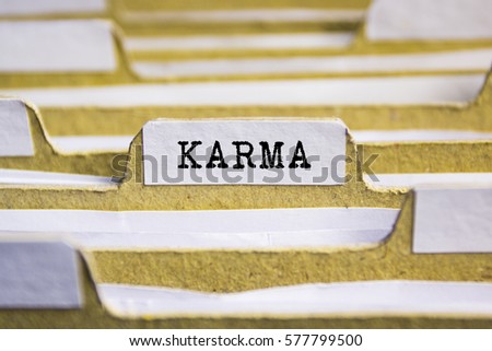 Karma word on card index paper