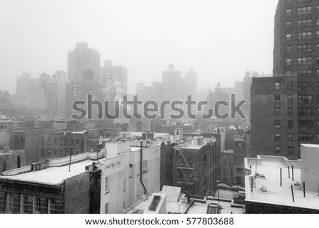 Winter blizzard from a rooftop in Manhattans Upper East SIde (NYC, USA)