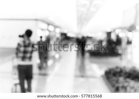 Abstract blur airport interior for background at Hong Kong with black and white color
