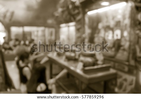 Picture blurred  for background abstract and can be illustration to article of people pay respect to god at Chinese temple