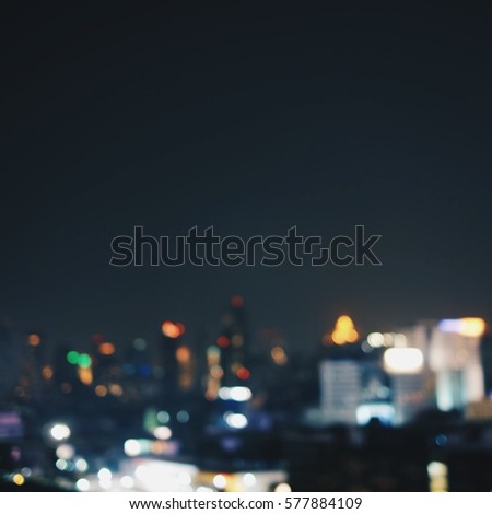 Abstract blur city of Bangkok in night ,Thailand