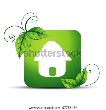 vector green house eco icon