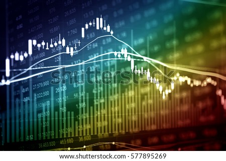 Statistic graph of stock market data and finance indicator analysis by LED display. Finance statistic graph stock education and marketing analysis. Stock market financial analysis indicator background